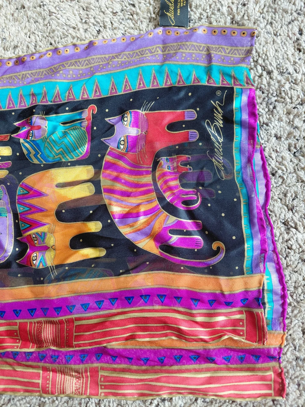 Vintage Laurel Burch 100% Silk Iconic 